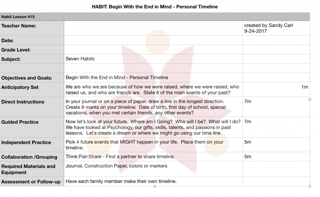 Lesson 15 – Personal Timeline | Passion In Education